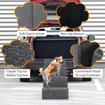 Non-Slip 4-Step Dog Stairs with Storage Box
