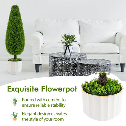 90cm 2PCS Greenery Faux Boxwood Tower/Spiral Plant with Realistic Leaves and Pot