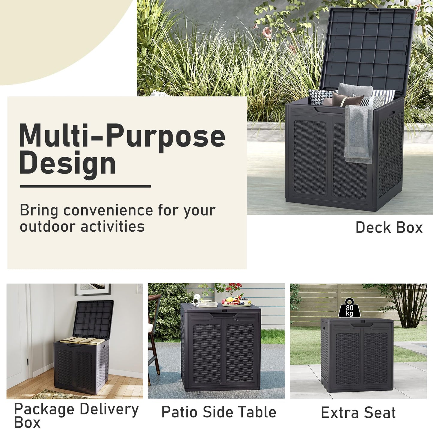 Weatherproof Patio Container with Lockable Lid for Patio