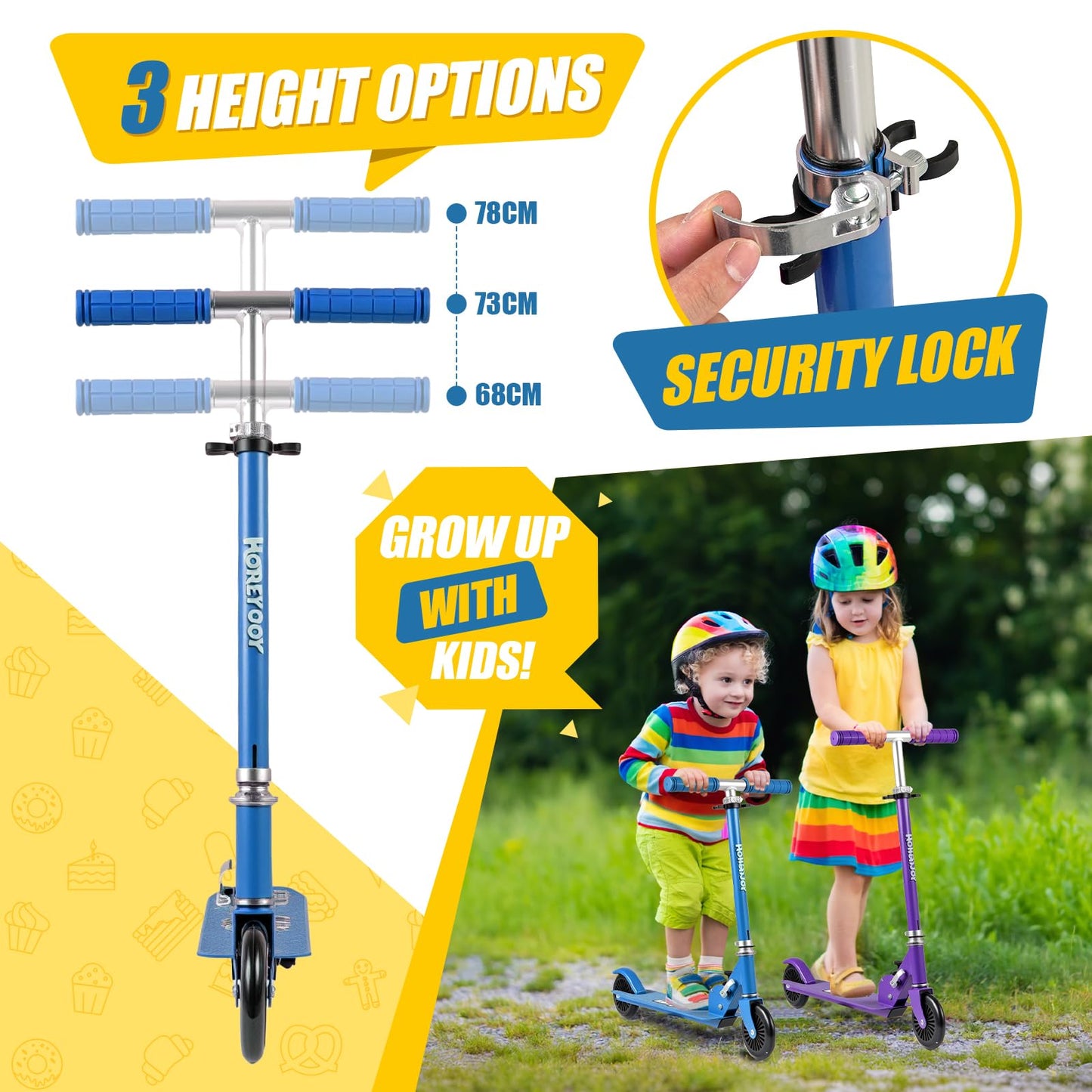 2-Wheel Foldable Kick Scooter with Light Up Wheels and Adjustable Handlebar