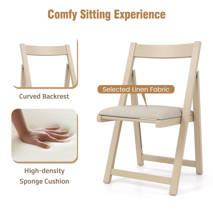 Foldable Dining Chair Set of 4 with Padded Seat and Curved Backrest