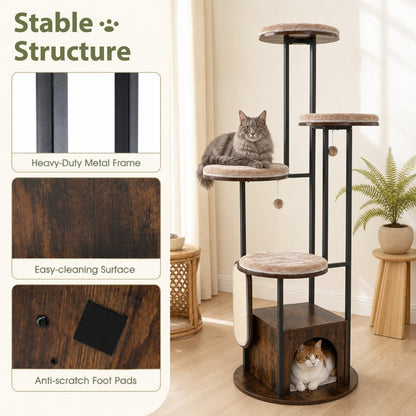 183cm Tall Multi-Level Cat Tree, Morden Cat Tower