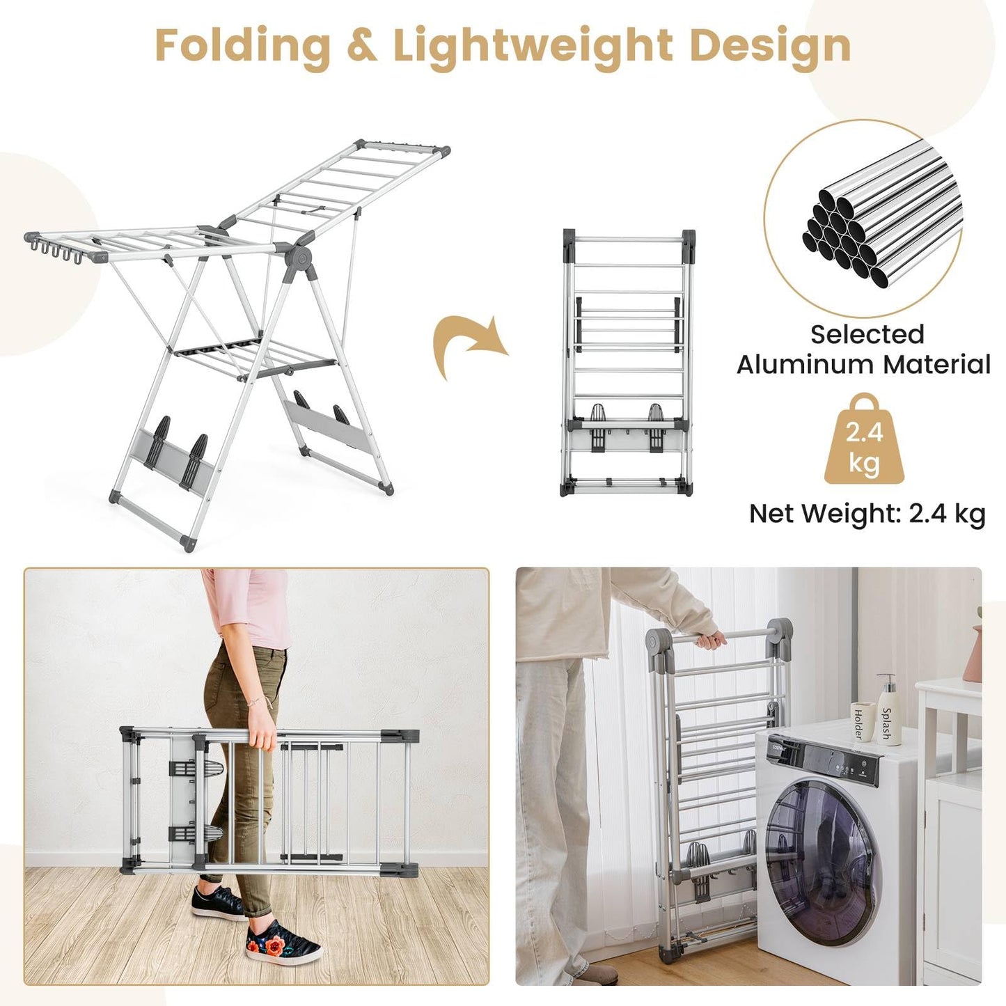 2 Layer Aluminum Folding Clothes Drying Rack