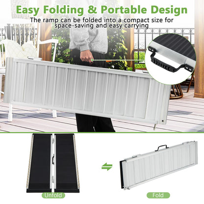 Portable Aluminum Wheelchair Ramp with Transition Plate
