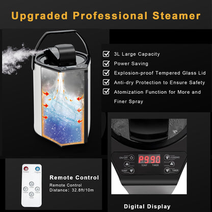 3L Portable Steam Sauna with 9-Level Temperature and Folding Chair