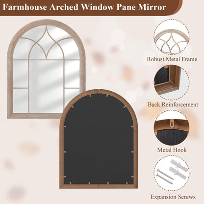 Arched Window Wall Mirror, Farmhouse Hanging Accent Decorative Mirror