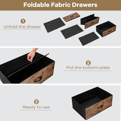 3-Drawer Dresser with Wooden Top and Front for Bedroom Living Room