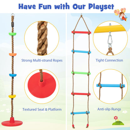 4-in-1 Kids Metal Swing Stand with Double Swings