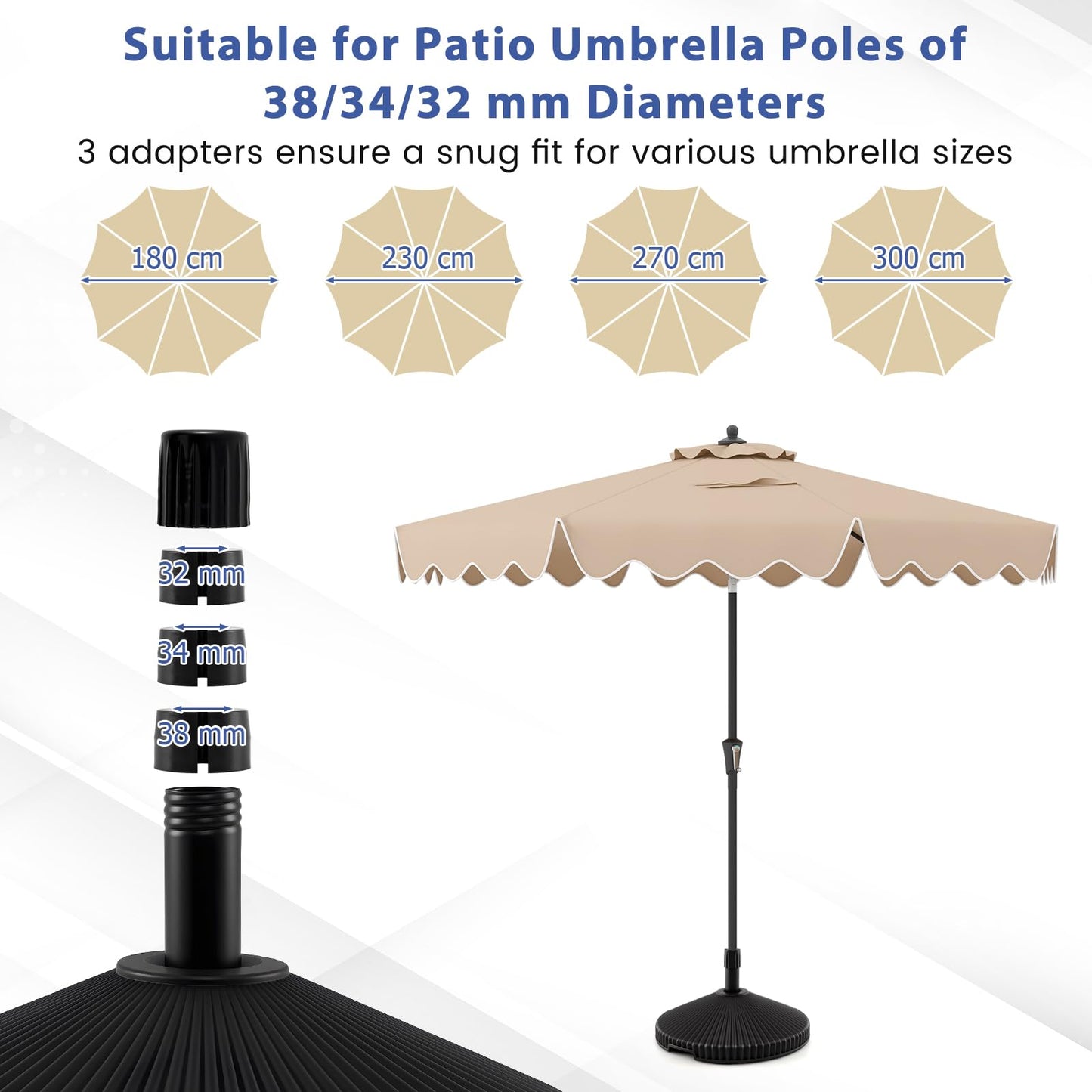 25 kg Water and Sand Weighted Umbrella Base for Poolside