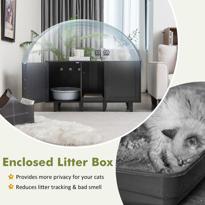 Cat Litter Box Enclosure with Scratching Board