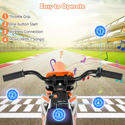 12V Kids Dirt Bike with Twist Throttle Grip Electric Motorcycle with Music