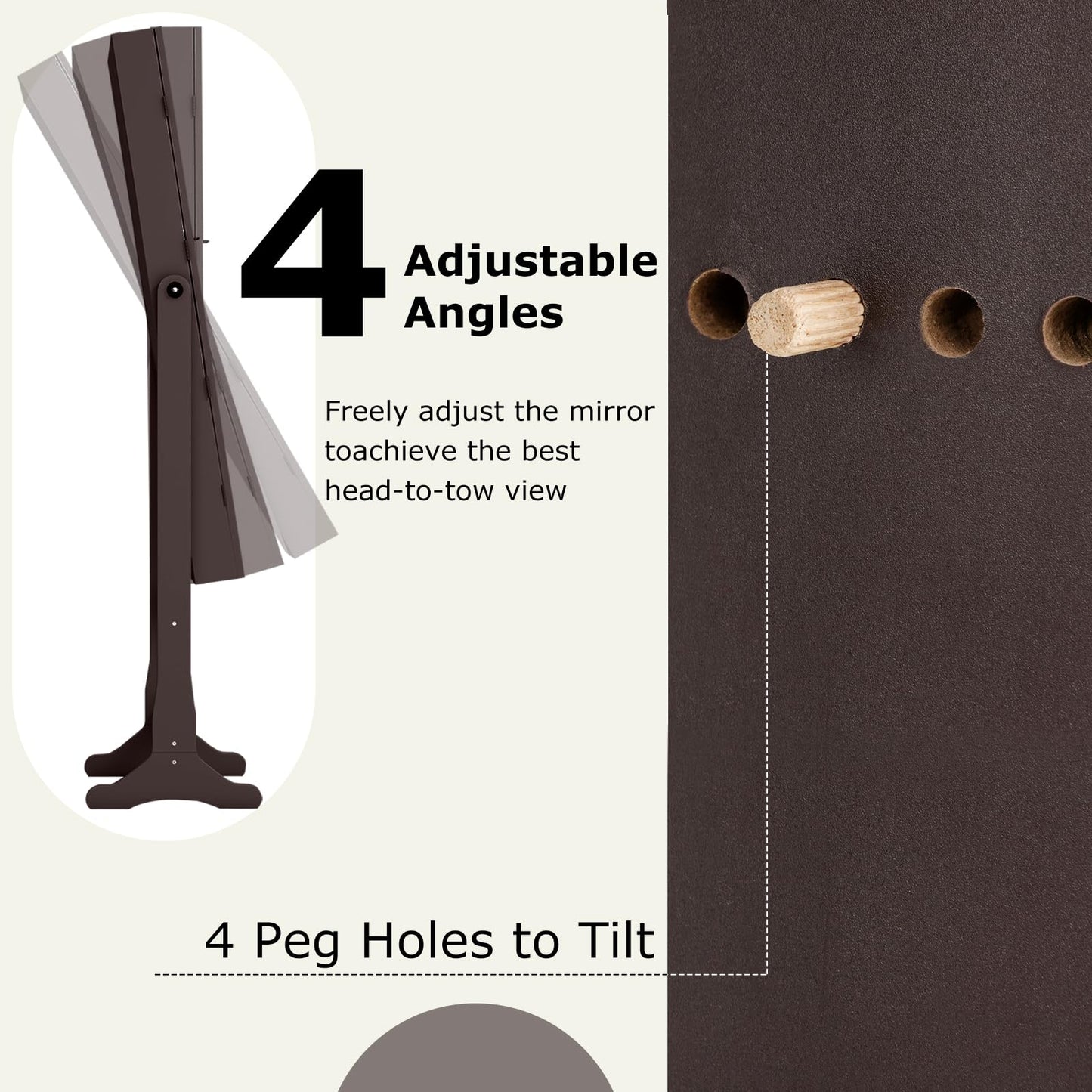 Freestanding Jewelry Armoire Cabinet with Inner LED Lights and 4 Adjustable Tilt Angles