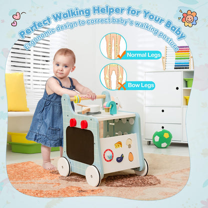 6 in 1 Wooden Baby Walker for 12 Months +