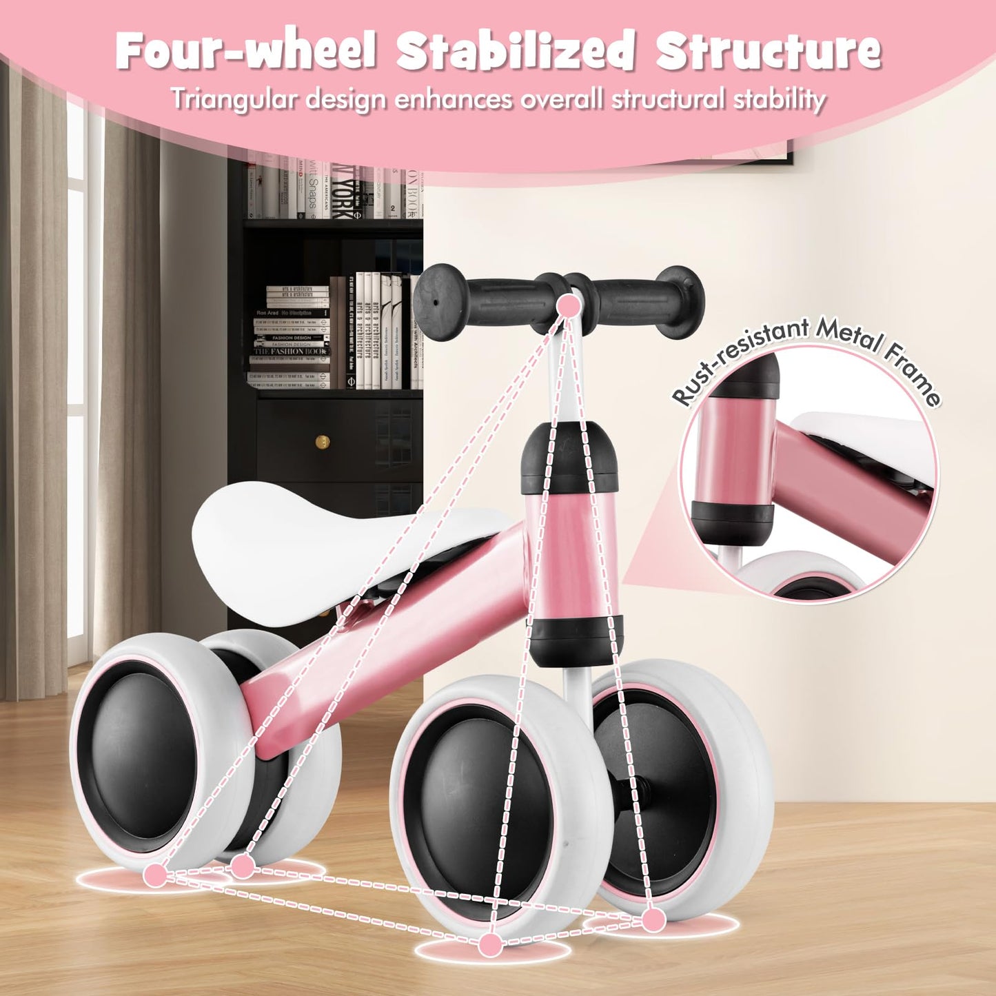 Baby Balance Bike  with Soft Seat for 2+ Years Old Boys Girls
