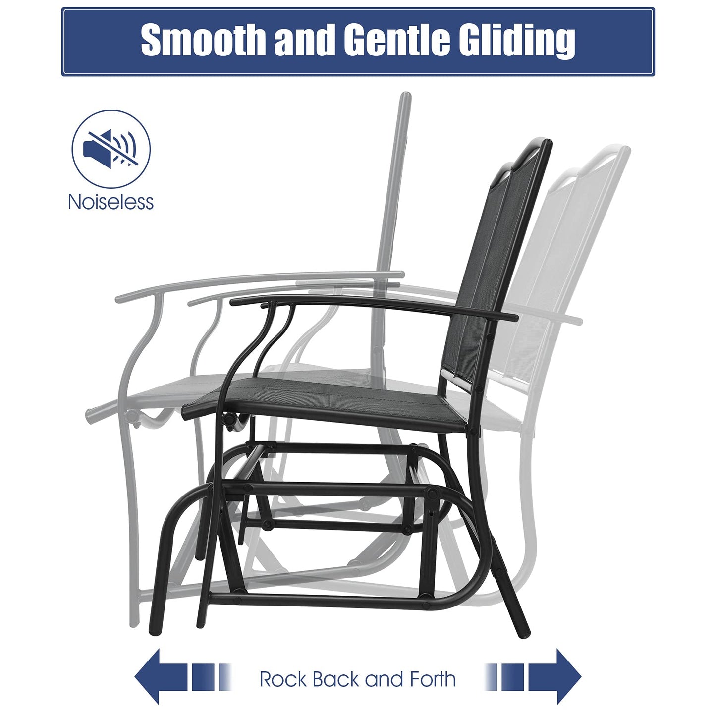 Patio Double Steel Frame Fabric Swing Gliding Chair Loveseat