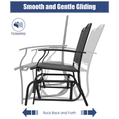 Patio Double Steel Frame Fabric Swing Gliding Chair Loveseat