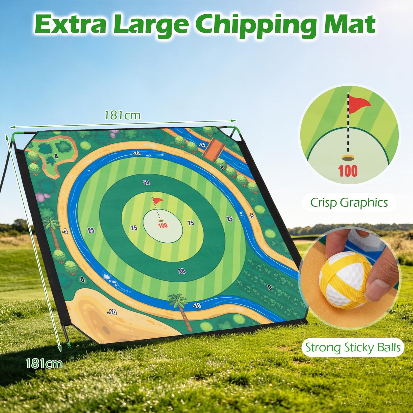 Indoor Outdoor Golf Game Gift with 2 Adjustable Clubs, 24 Sticky Balls, Scoreboard & Carry Bag
