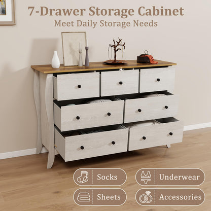 Farmhouse Dresser for Bedroom with 3 Folding Fabric Drawers