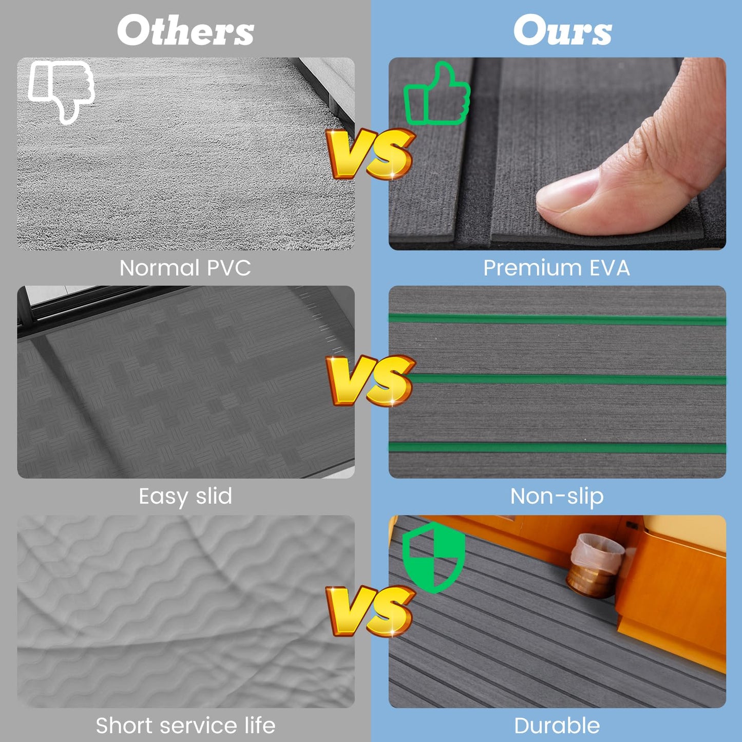 240 x 90 cm Non-Slip Marine Carpeting Mat