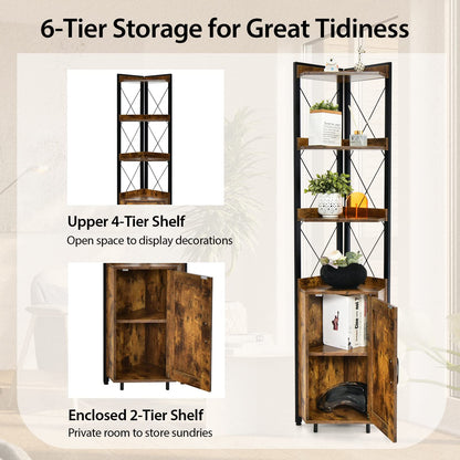 6 Tier Industrial Corner Storage Shelf with Adjustable Shelf