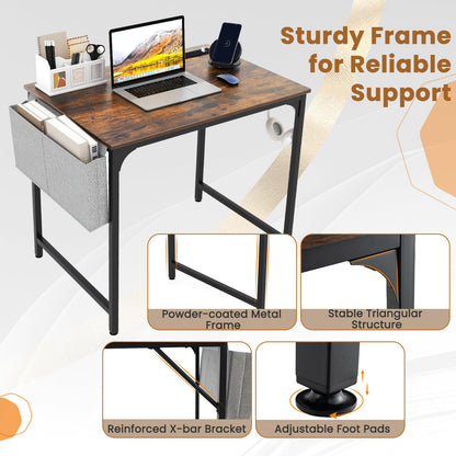 Home Office Desk with Charging Station and Storage Bag
