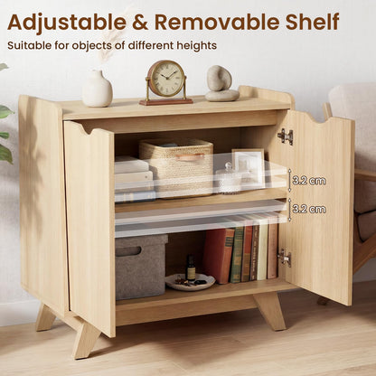 2 Door Storage Cabinet, Wooden Buffet Sideboard with 5-Level Adjustable Shelf