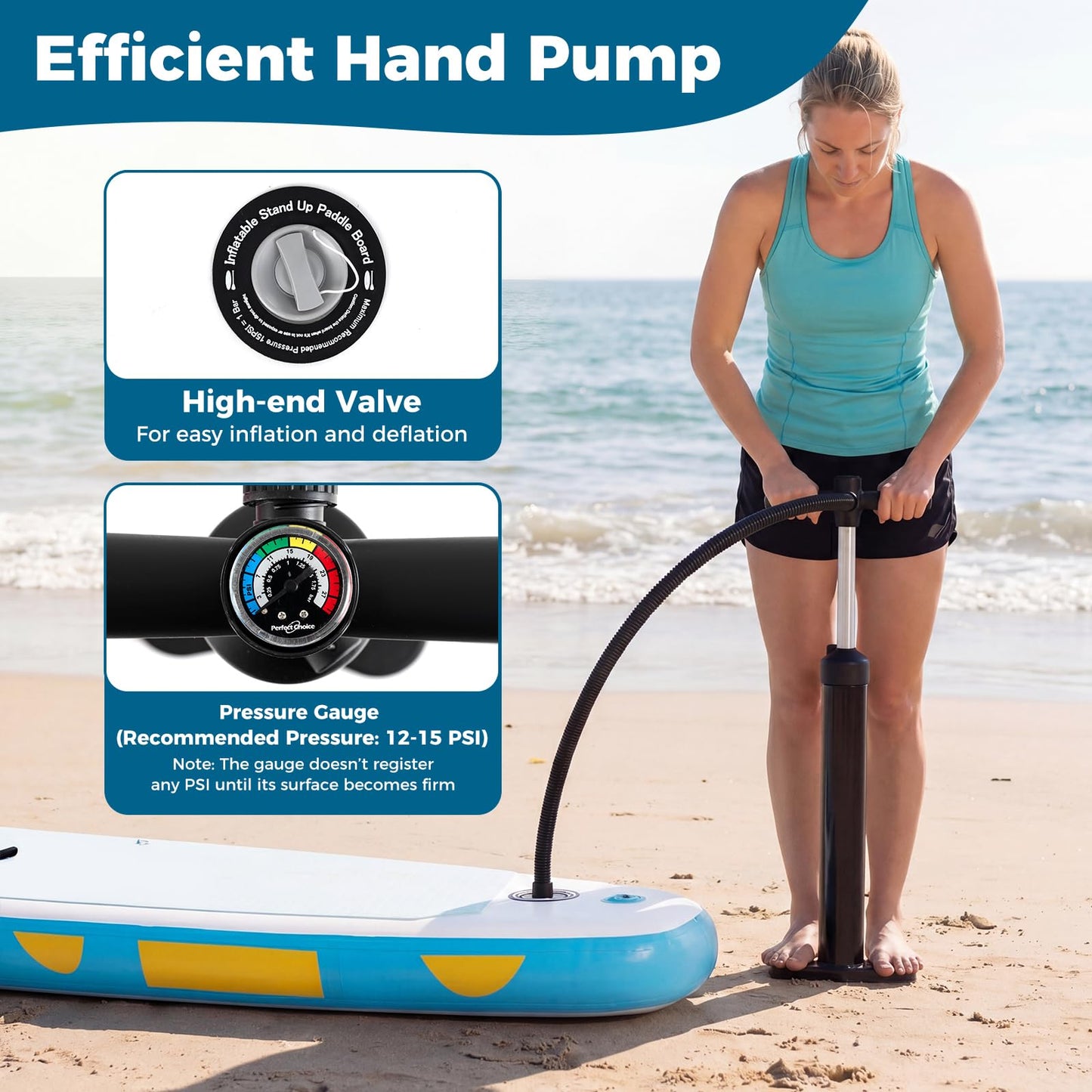Inflatable Stand Up Paddle Board, 6" Thick SUP with Adjustable Aluminium Paddle