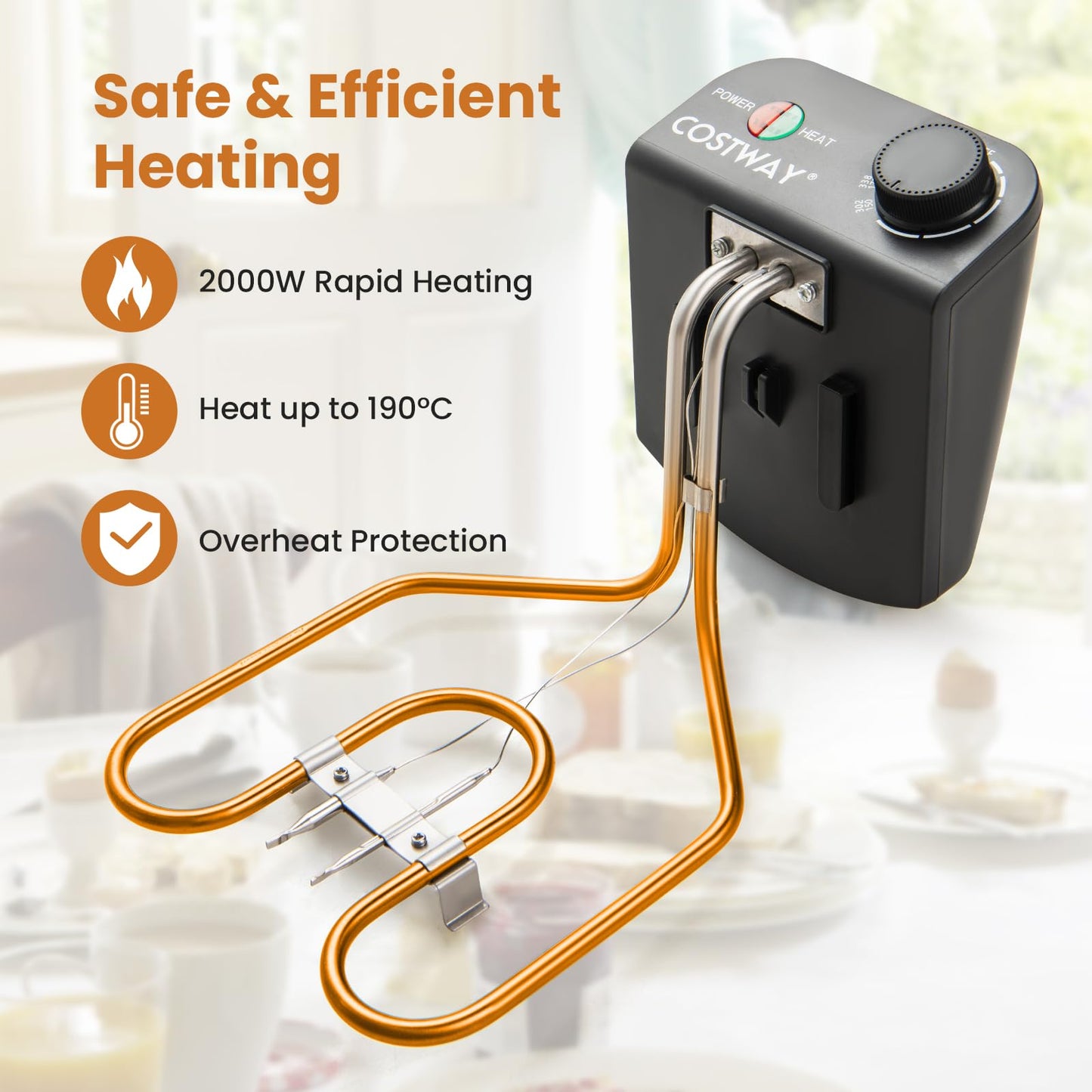 2000W Electric Deep Fryer Stainless Steel Countertop Frying Pot with 3 Baskets