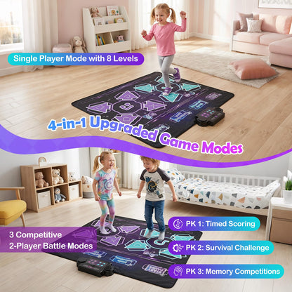 Kids Dance Mat, Electronic Play Mat with 4 Game Modes, 3 LED Speeds
