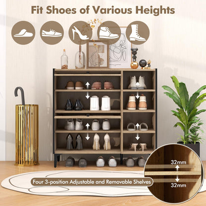Freestanding Shoe Storage Cabinet Organizer with Flip Doors