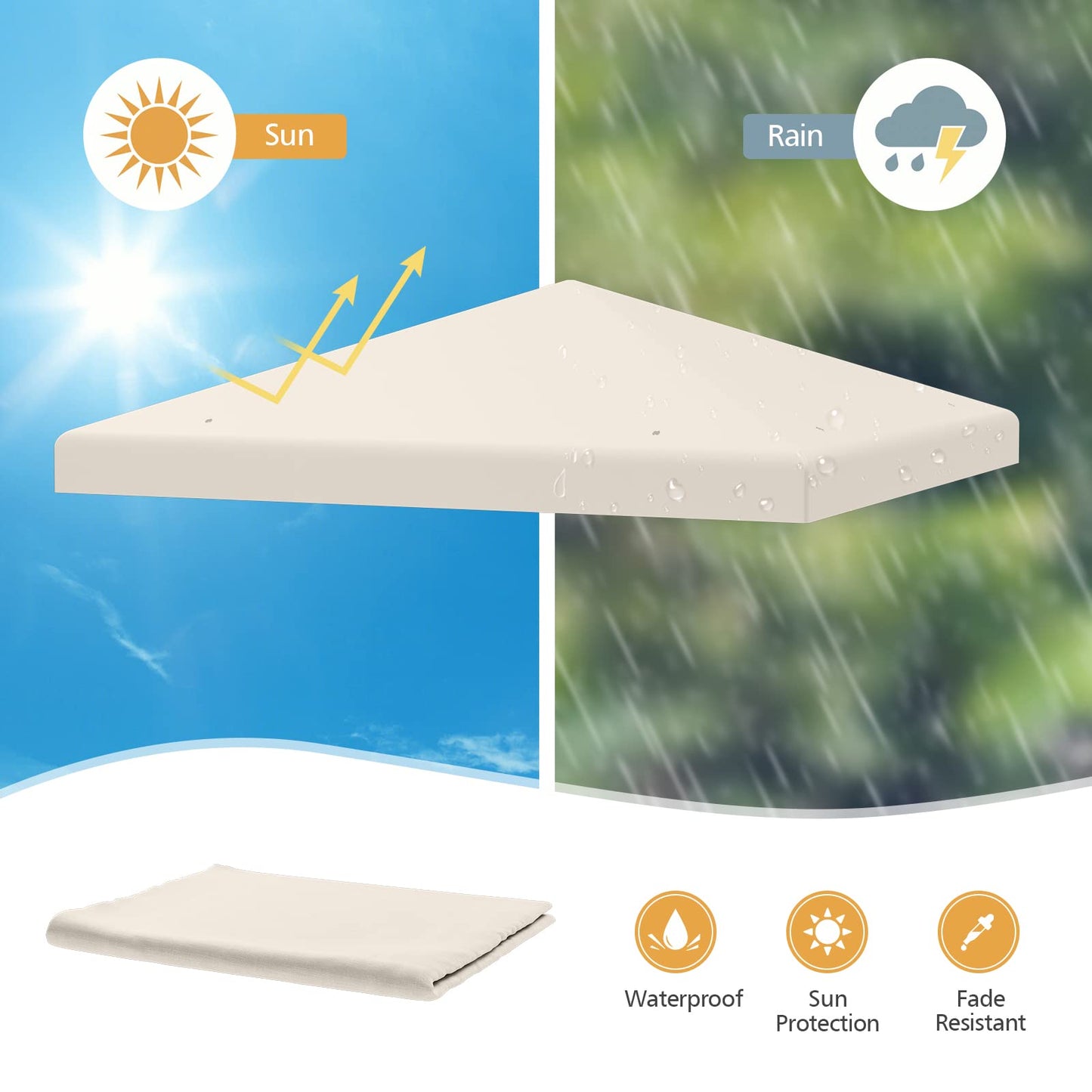 3x3m Gazebo Top Cover Roof Replacement, Outdoor Waterproof Canopy