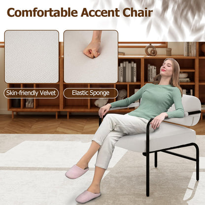 Upholstered Velvet Accent Chair with Cylindrical Backrest