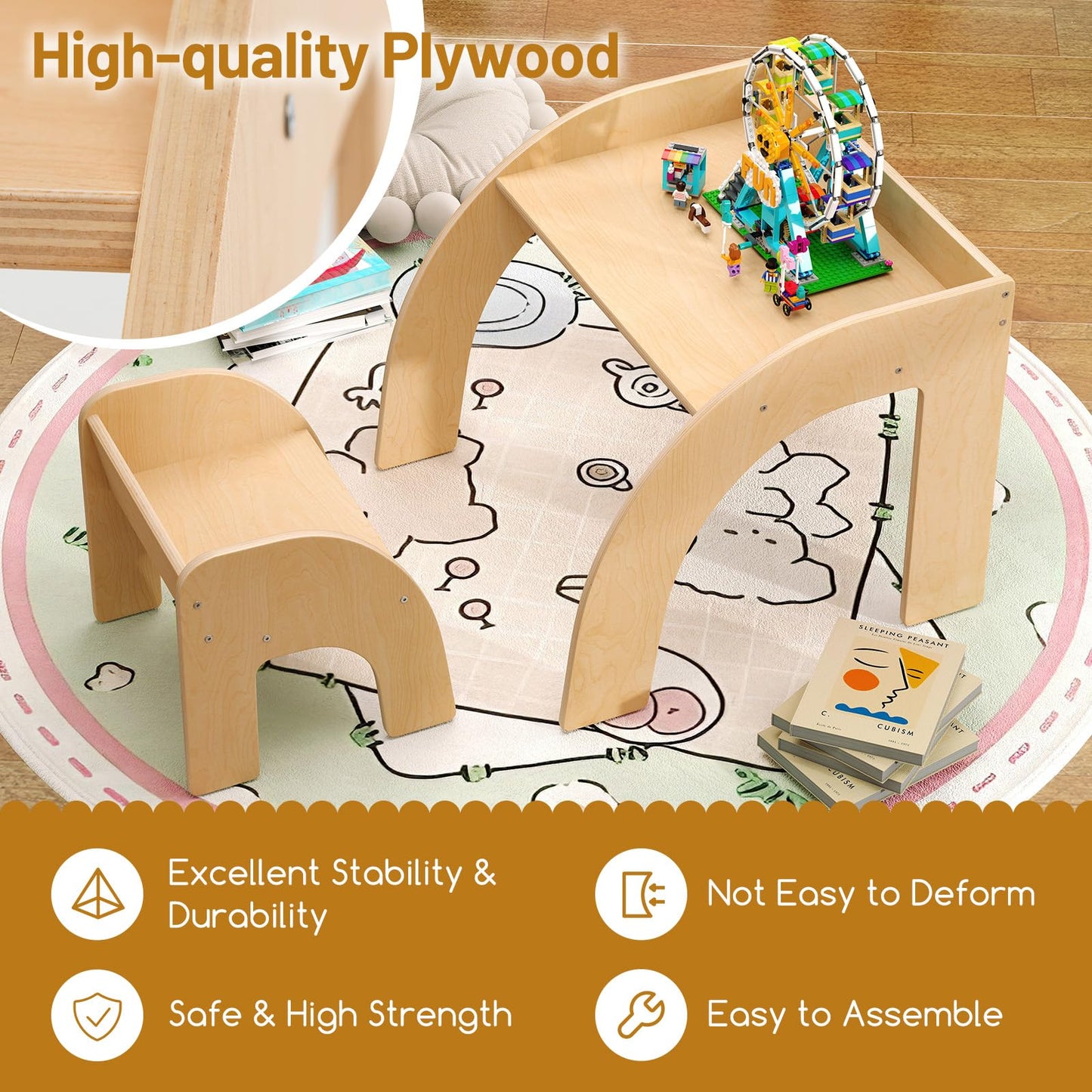 Wooded Toddler Kids Desk and Chair Set with Proper Height