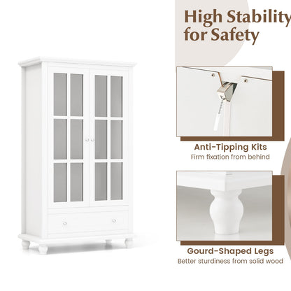 Bookcase Cabinet with Tempered Glass Doors and Adjustable Shelf