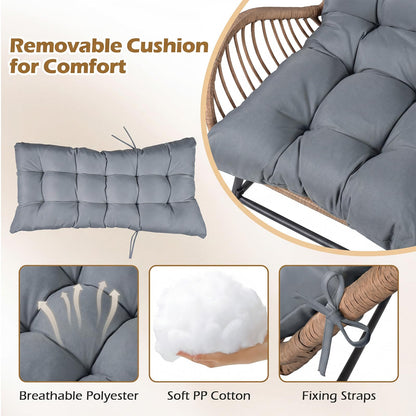 PE Rattan Leisure Chair with Cushion and Solid Metal Frame