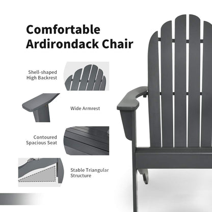 Acacia Wood Adirondack Lounger Chair with Slatted Seating, Ergonomic Design