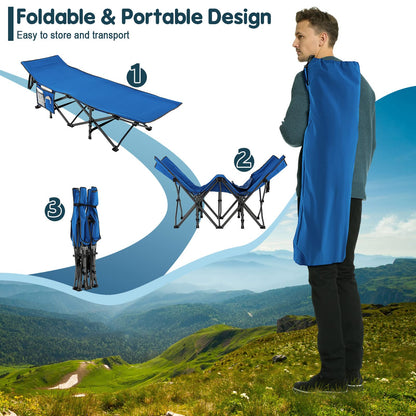 28" Extra Wide Portable Camping Bed Cot with Side Pocket & Carry Bag