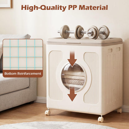 Clothes Storage Box with Lid and Wheels for Bedding Organization