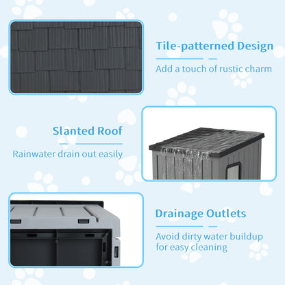 Cat House Pet Kennel with 2 PVC Doors and Sloped Roof