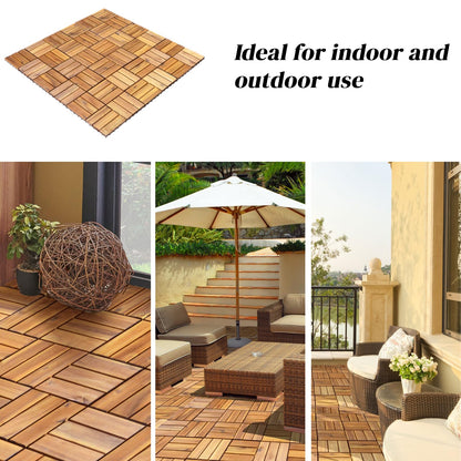 GiantexUK 27 PCS Decking Tiles 30x30cm Acacia Interlocking Flooring Tiles