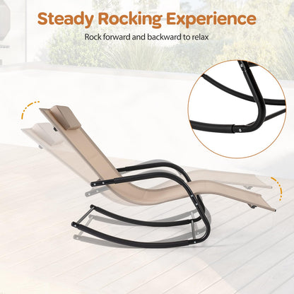 Rocking Sun Lounger, Zero Gravity Recliner Garden Rocking Chair with Headrest & Curved Armrests