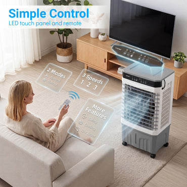 3-in-1 Evaporative Air Cooler with 15L Water Tank and 3 Speeds