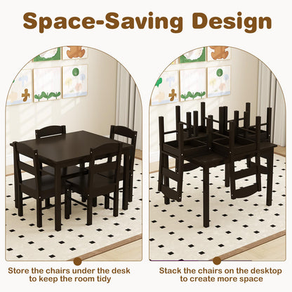 5pcs Activity Wooden Children Desk Chair Set for Preschool Girls Boys
