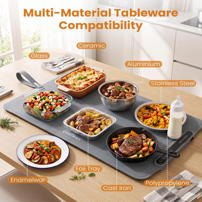 Food Warming Mat 61 x 40 cm with 3-Level Temperature