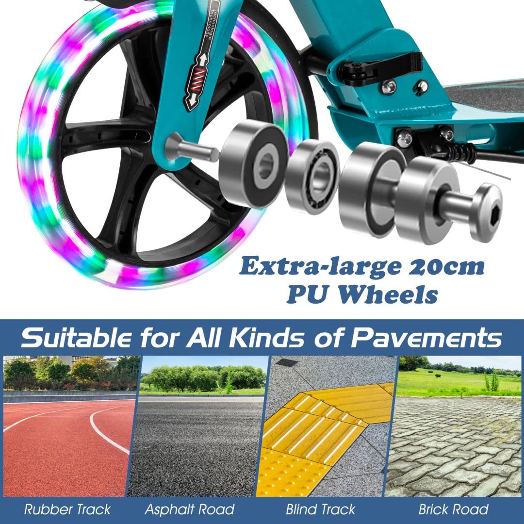 Light Up Scooter with 200mm Large Wheels and Carrying Strap