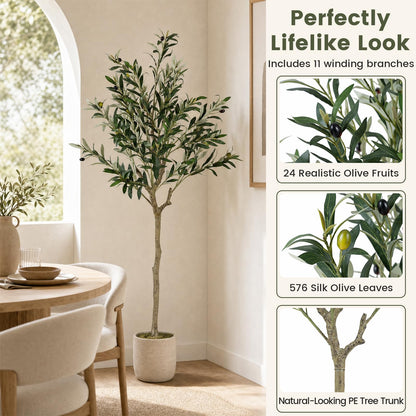 150 cm Artificial Olive Tree with 24 Olive Fruits and 576 Silk Leaves