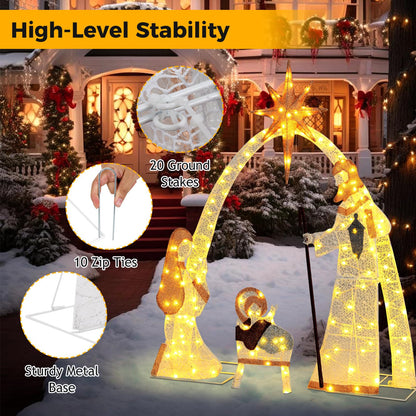 110 cm Christmas Nativity Set with 160 Warm White LED Lights and Zip Ties