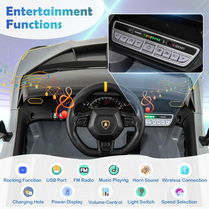 12V Kids Ride on Car 4WD Lamborghini Licensed with 3 Speeds and Music