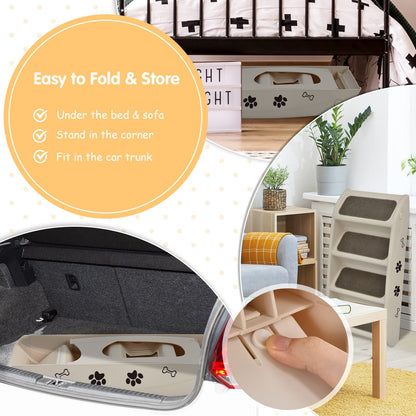 4 Steps Plastic Dog Stairs with Soft Felt