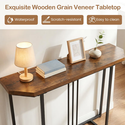 110 CM Narrow Entryway Table with Faux Marble Top for Living Room